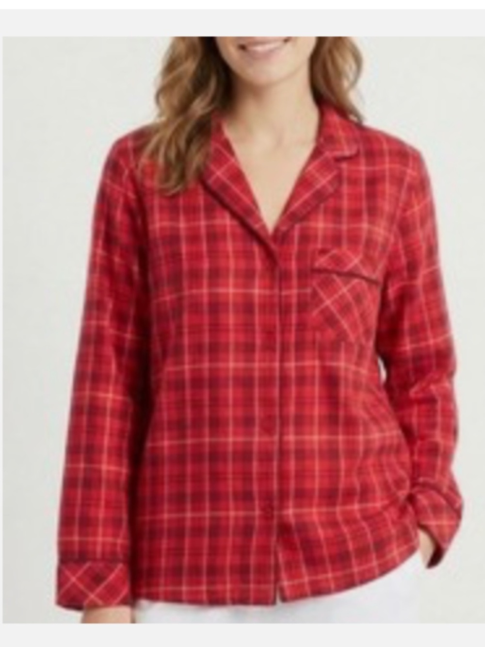 Charter Club Women's Cotton Flannel Pajama TOP - Picture 1 of 1